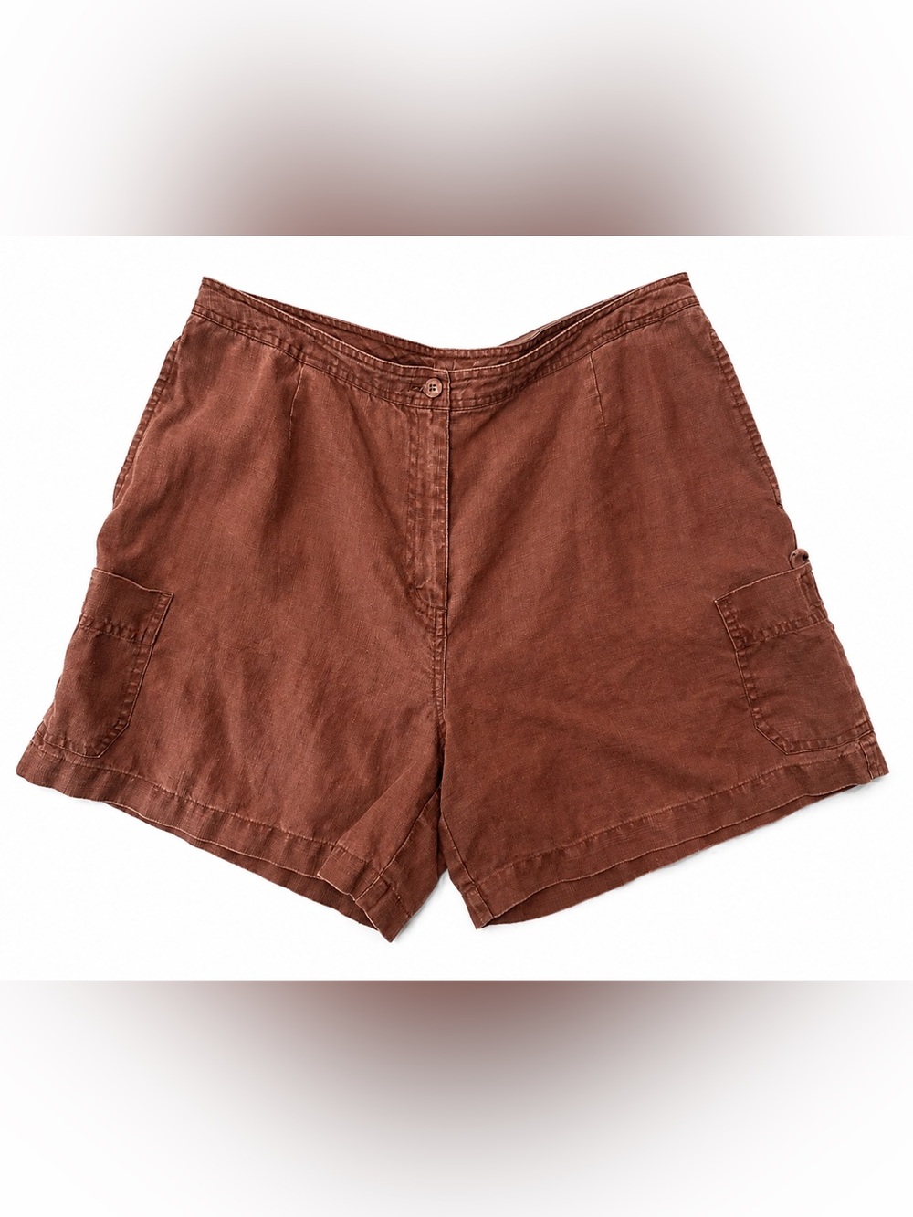 Y2K J. Jill 100% hemp Cargo style Shorts fased Sienna Brown Size 14P